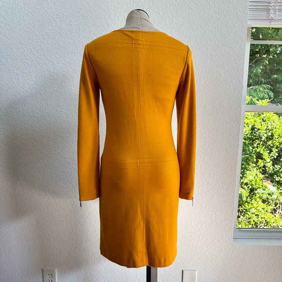 Claudia Strater Mustard Yellow Zip Sleeve Wool Blend Sheath Dress Sz: 34 EUR - Picture 10 of 10